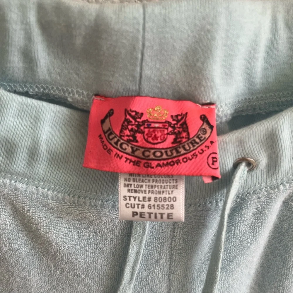 2000s Vintage Juicy Couture Terry Cloth Eyelet Tracksuit Petite Baby Blue - Picture 7 of 7